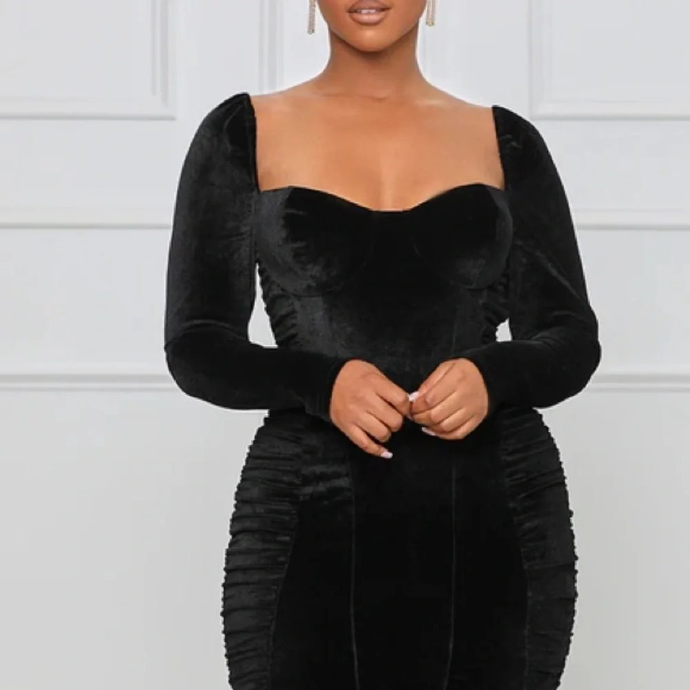 Velvet Ruched Mini Dress - Picture 1 of 4